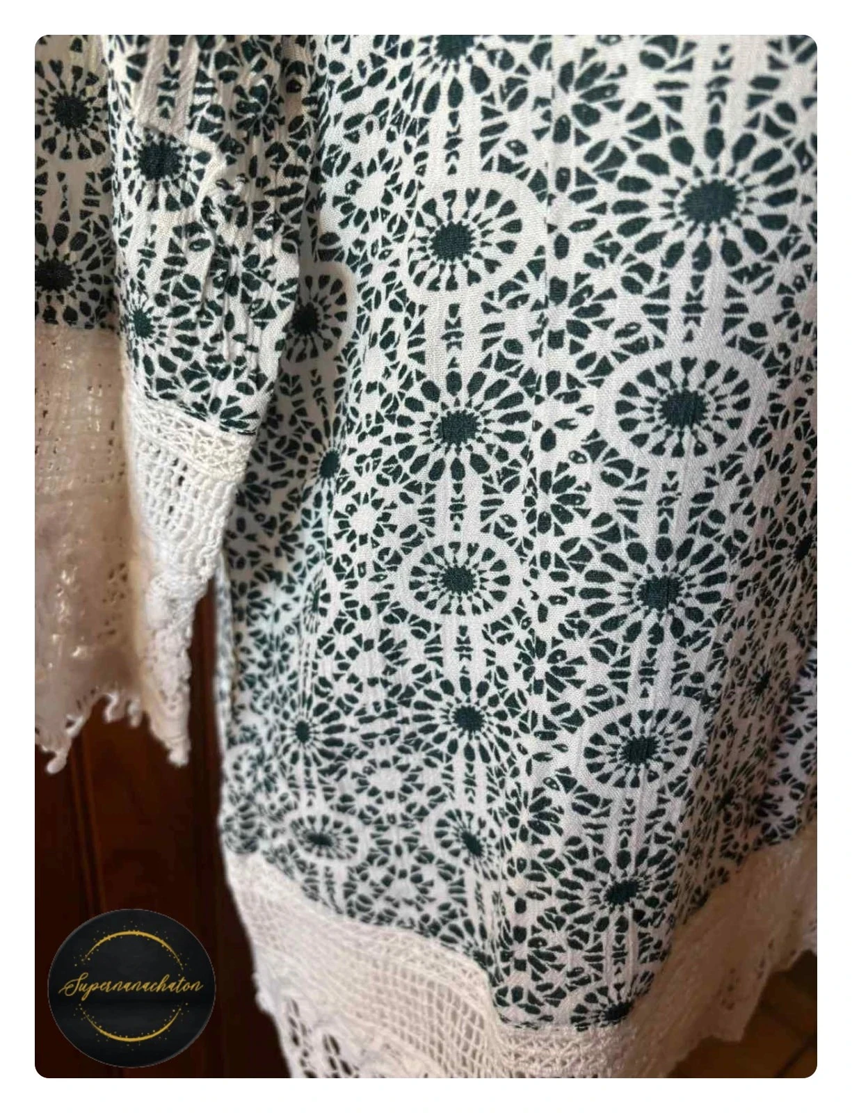 Túnica Azul y Blanca Phildar Estilo Boho / Encaje - Talla M / 38 – photo 3